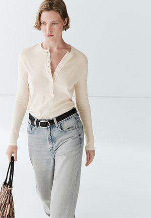 Massimo Dutti, BUTTON-UP - Langærmet T-shirt - beige