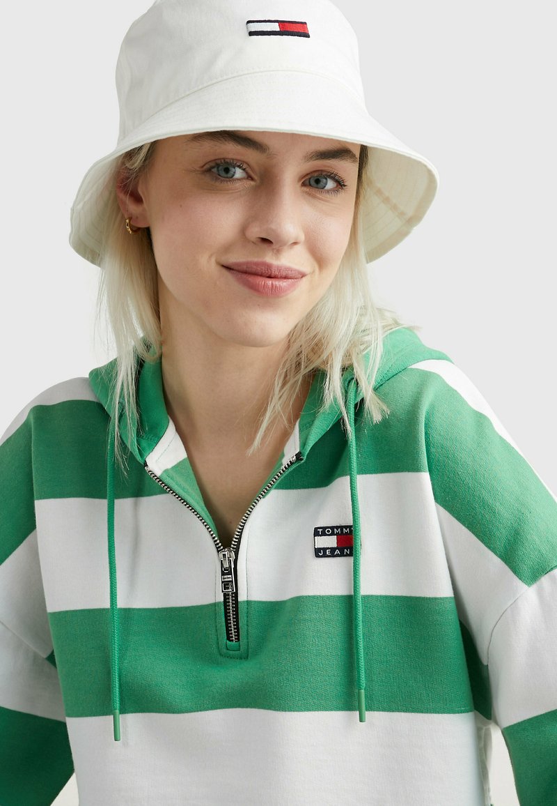 tommy badge quarter zip drawstring sweatshirt