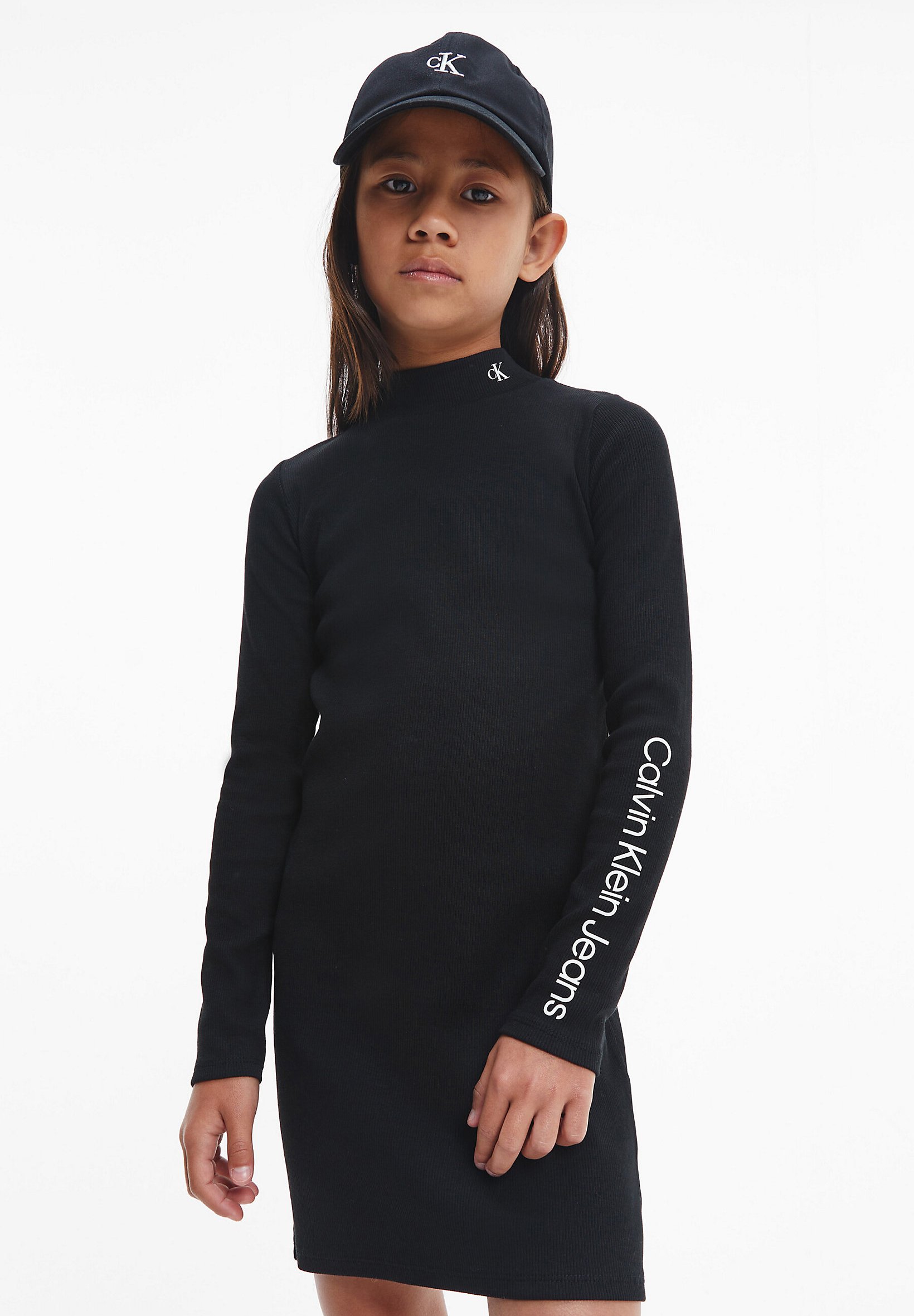 Calvin Klein Jeans MOCK NECK - Gebreide jurk - black/zwart - Zalando.nl