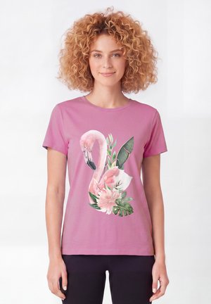 watapparel, FLAMINGO MIT BLUMEN - T-shirt imprimé - bubble pink