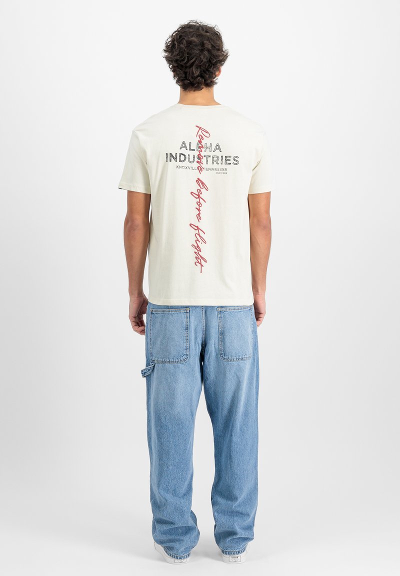 Alpha Industries SIGNATURE - Potiskana majica - vintage white