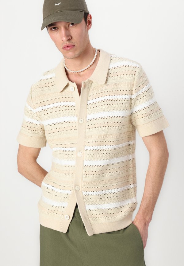 Cardigan - oatmeal stripesegret  fog2