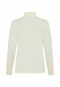 Langærmet top med høj krave i off-white, lavet af blødt, glat stof. Har minimal syning og sømløst design på ryggen.