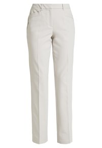 Vaaleanbeiget housut, muotoiltu malli, suorat lahkeet, kaksi etutaskua ja sileä pinta siistillä viimeistelyllä.