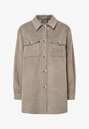Pieces PCSAGA SHIRT SHACKET - Puspaltis - greige