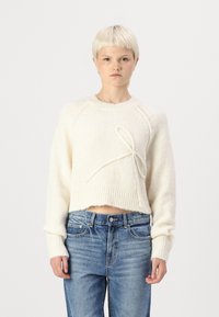 American Eagle CROPPED CREW BOW NOVELTY - Pulover - cream
