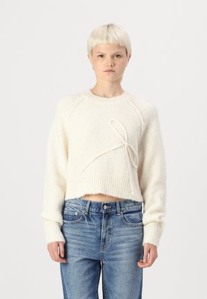CROPPED CREW BOW NOVELTY - Strikkegenser - cream