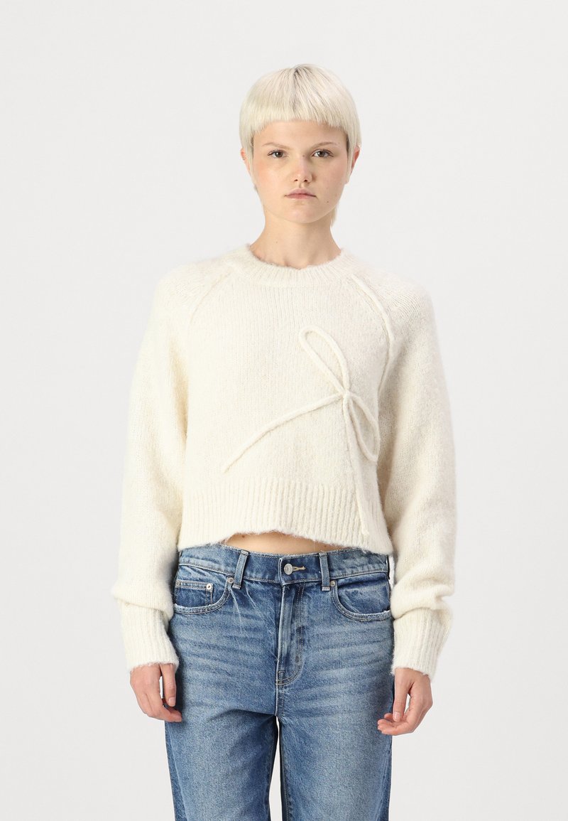 American Eagle CROPPED CREW BOW NOVELTY - Pulover - cream
