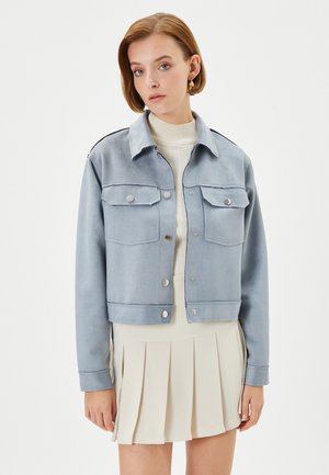 BUTTONED POCKET DETAIL BIKER - Keinonahkatakki - blue