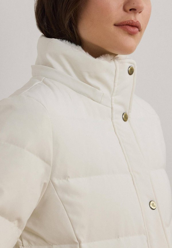 FAUX-FUR-TRIM HOODED DOWN COAT - Down coat - cream2