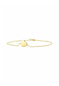 Bracciale in oro con pendente a forma di cuore, con una fine lavorazione della catena e chiusure sicure. Superficie liscia con finitura lucida.