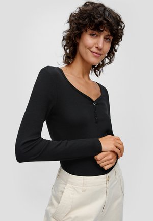 MIT KNOPFLEISTE - Langarmshirt - schwarz