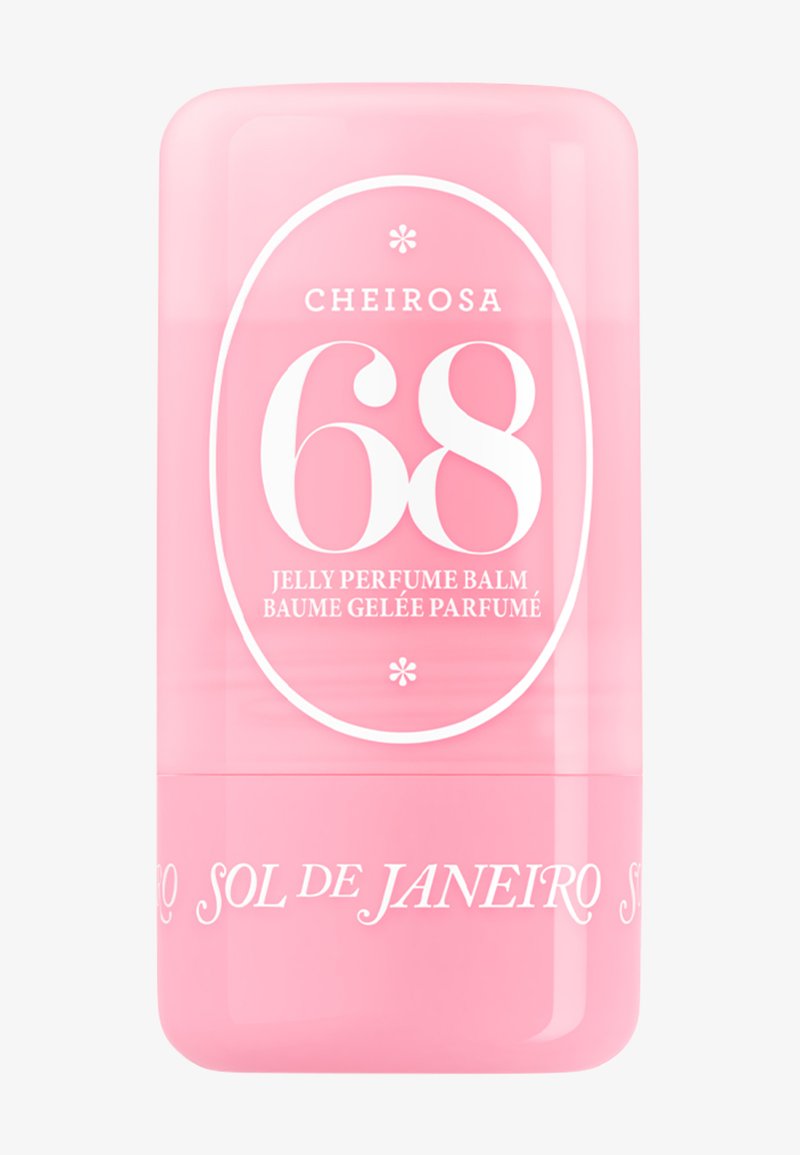 Różowy prostokątny pojemnik oznaczony jako cheirosa 68 balsam do perfum w żelu od Sol de Janeiro.