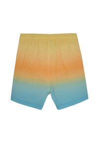 Sim shorts med elastisk midja, med en gradientdesign från gult till orange till ljusblått. Slät tygstruktur.