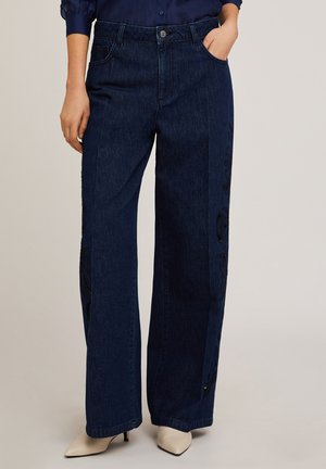 WIDE SLOUCHY CON RICAMO - Straight leg jeans - blu