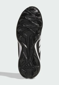 Mustan urheilukengän pohja, jossa on tekstuuroitu pinta, erottuva pitoesimerkki ja valkoinen yksityiskohta. Mukana adidas-logo.