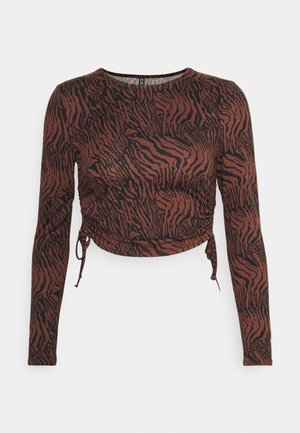 Pieces Petite, PCNALA CROP - Top s dlhým rukávom - chicory coffee/black