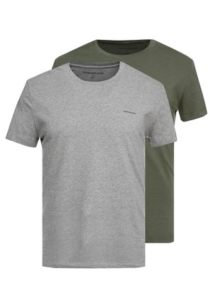 SLIM FIT 2 PACK - Jednoduché triko - grape leaf/grey melange