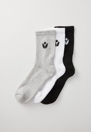 3 PACK  - Sporta zeķes - off-white/black/mottled light grey