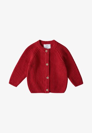 Stellou & friends, STELLOU & FRIENDS GERIPPTER STRICK-CARDIGAN UNISEX - Gilet - red