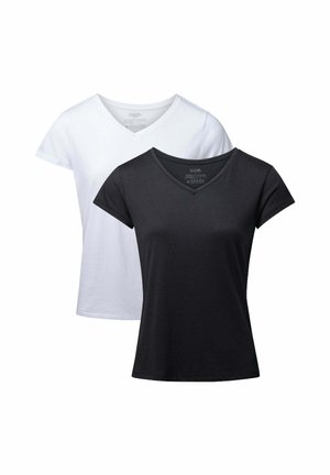 V-NECK 2-PACK - Camiseta básica - mc white black