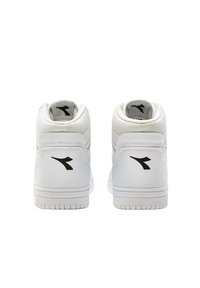 Sneakers alte in pelle bianca con dettagli testurizzati, dotate di logo nero sul tallone e suola in gomma.