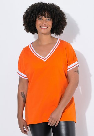 V-AUSSCHNITT STREIFENBÜNDCHEN - T-shirt print - orange