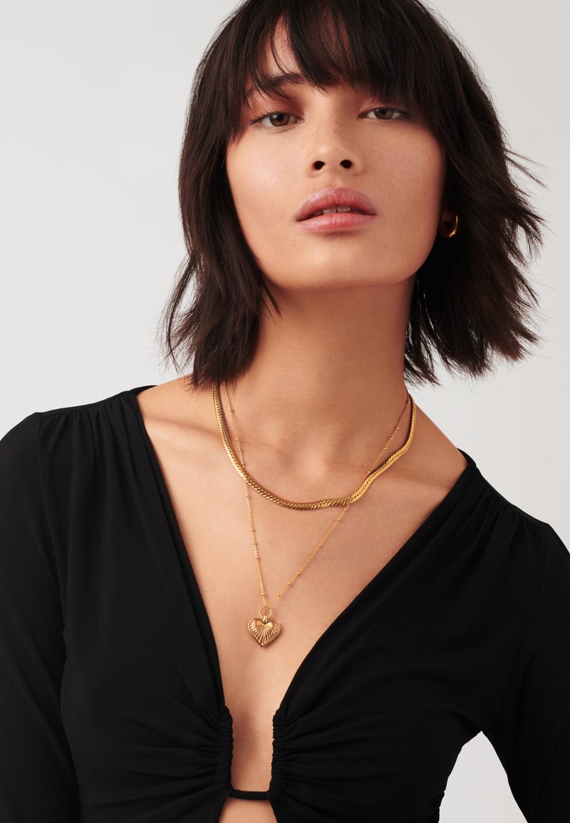 Missoma RIDGE HEART CHARM NECKLACE - Kaklarota - gold-colored