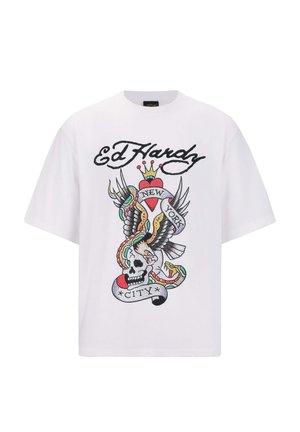 Ed Hardy NEW YORK CITY DIAMANTE - T-Shirt print - white