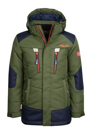 TROLLKIDS Winterjacke - forest green flame orange