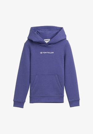 Lilla hættejakke med en frontlomme og snøre i hætten. Har "TOM TAILOR" logo i hvidt på brystområdet. Fremstillet af blødt, struktureret stof.