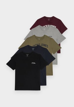 JJJOSH PLUS TEE 5 PACK - T-shirts print - port royale/black/dark navy/dusty olive