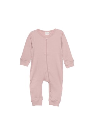 Body côtelé rose avec fermeture éclair sur toute la longueur, manches longues et poignets. Texture douce, design minimaliste, adapté aux nourrissons et tout-petits.