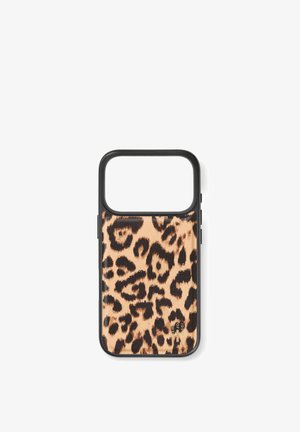 Etui na telefon w wzór pantery z matową powierzchnią, czarnymi gumowymi krawędziami i podniesionym wycięciem na aparat. Zawiera misterny wzór zwierzęcy.