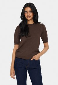 Saint Tropez MILASZ SS - T-shirt - bas - dark oak melange