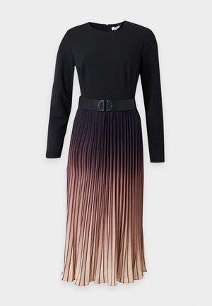 DKNY, OMBRE SUNBURST MIDI BELT - Φόρεμα ημέρας - black/elegant beige