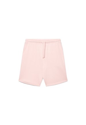 Shorts casual rosa chiaro con vita elastica e coulisse, dotati di tasche laterali e vestibilità comoda.