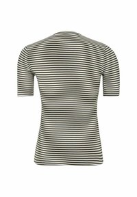 Gestreept shirt met korte mouwen en een fitted ontwerp, met afwisselend donkergroen en witte horizontale strepen, gemaakt van ribstof.