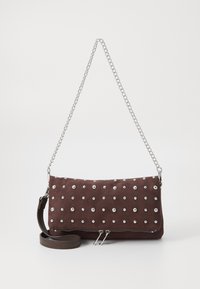 FAUX SUEDE STUDDED - Cross body bag - dark brown