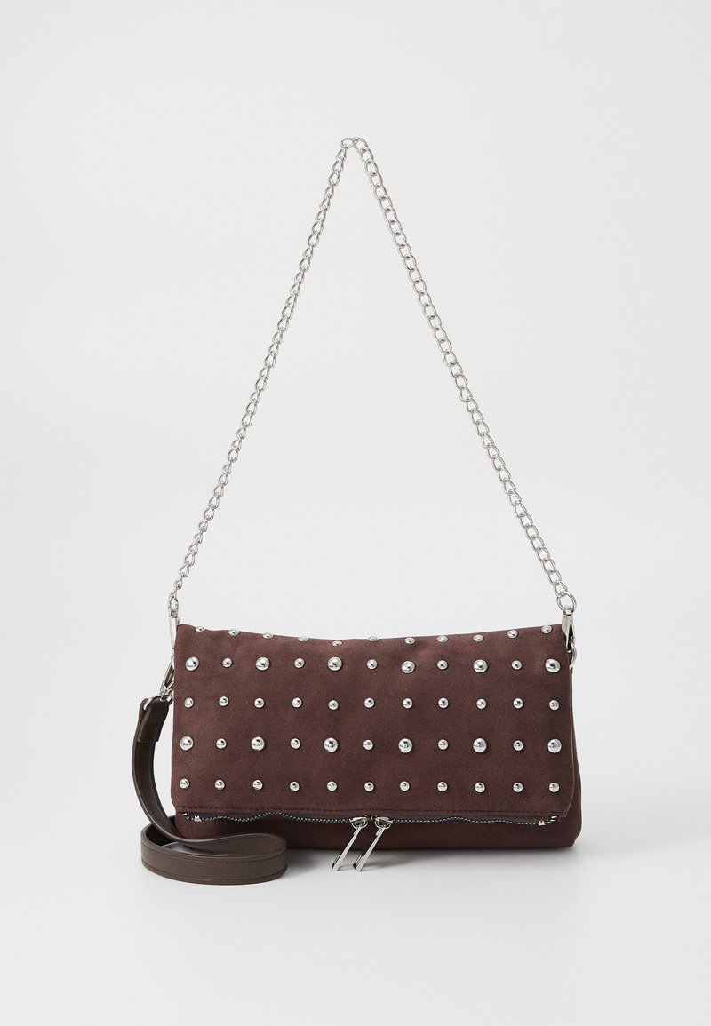 Even&Odd by Zalando - FAUX SUEDE STUDDED - Cross body bag - dark brown, Enlarge