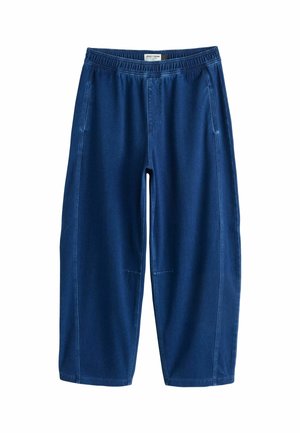 Next, PETITE FIT - BARREL LEG DENIM JERSEY TROUSERS - Wide leg - dark blue