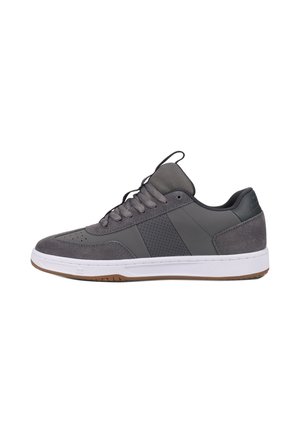 Grå sneakers lavet af en kombination af ruskind og syntetiske materialer. Har perforerede detaljer, flade snørebånd og en hvid mellemsål med en sål af gummirubber.
