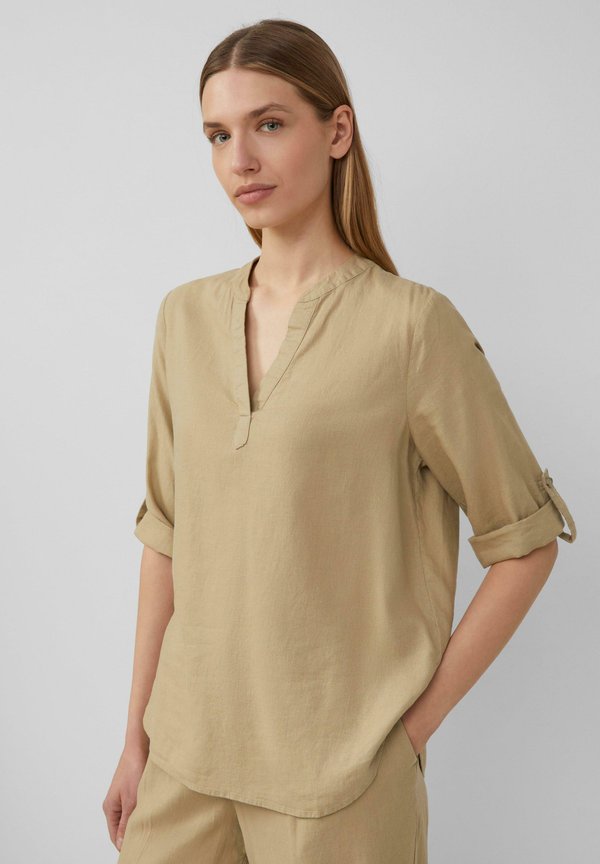 MIT TURN-UP - Bluse - hellbraun