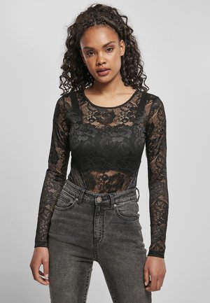 LADIES LACE LONGSLEEVE BODY - Blůza - black