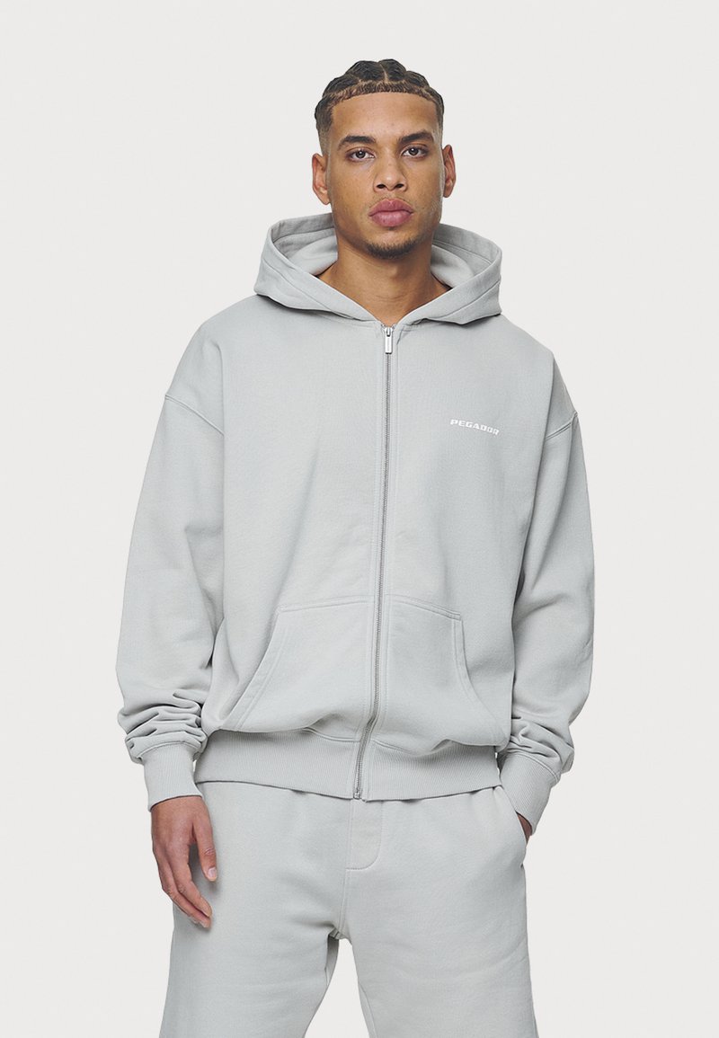 Pegador LOGO OVERSIZED JACKET - Cipzáras pulóver - washed pearl grey