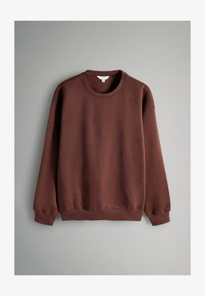 Felpa marrone realizzata in morbido cotone misto, con scollatura rotonda, maniche a costine e orlo, dal fit rilassato e dalla trama liscia.