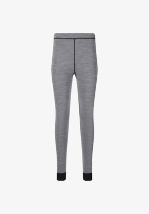 Grijze leggings met een gemêleerde textuur, slim fit ontwerp, contrasterende zwarte enkelboorden en platte naden voor duurzaamheid.