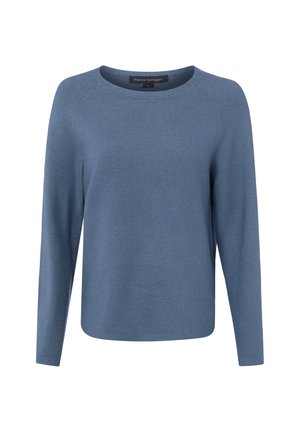 Pull en maille bleu à manches longues avec col rond et manches raglan, taille small, par Franco Callegari.