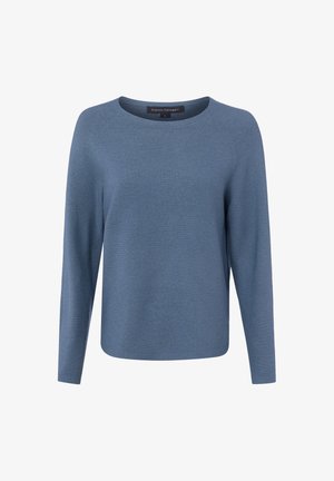 Blauer langärmeliger Strickpullover mit Rundhalsausschnitt und Raglanärmeln, Größe Small, von Franco Callegari.