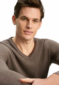 FALKE BASIC NEW MERINO V-NECK - Maglione - bormio mel